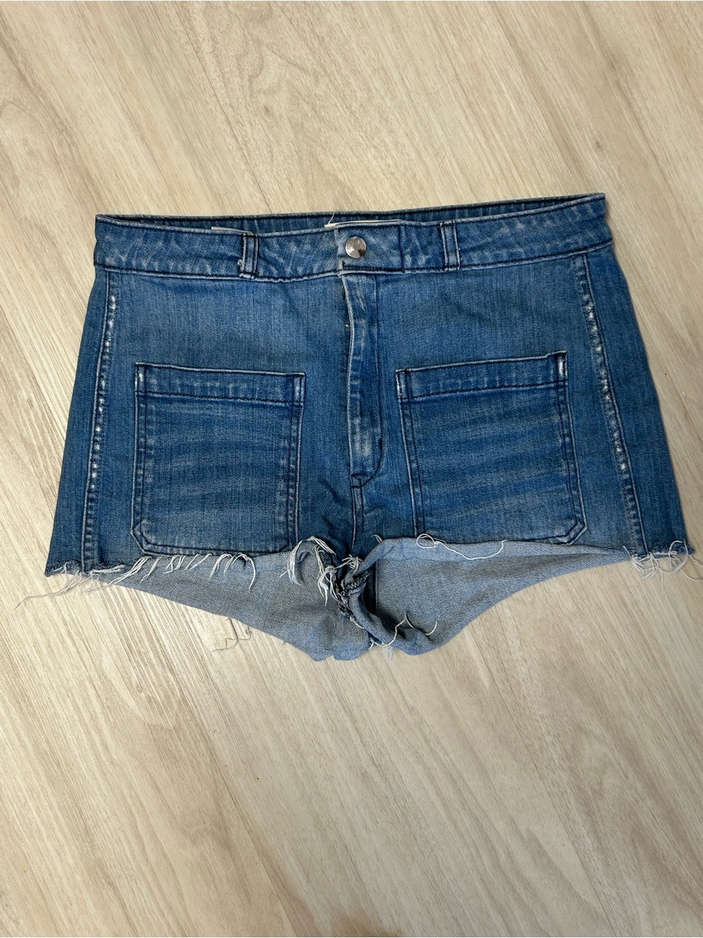 Amo Denim Sailor Shorts Womens 30 Blue High Rise Frayed Hem